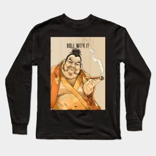 Puff Sumo: Roll With It and Chill on a dark background Long Sleeve T-Shirt